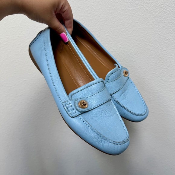 Coach 90s Baby Blue Soft Leather Flash Loafer Size 10B - Picture 1 of 8
